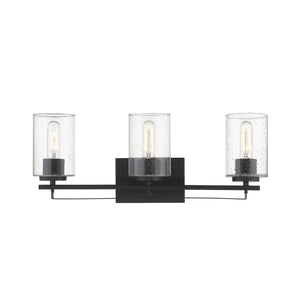 Homeroots Black Metal And Textured Glass Three Light Wall Sconce   398691