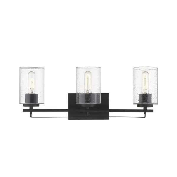 Homeroots Black Metal And Textured Glass Three Light Wall Sconce   398691