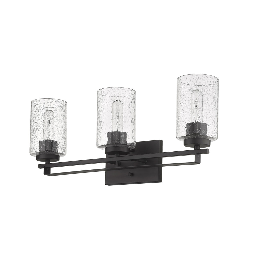 Homeroots Bronze Metal And Textured Glass Three Light Wall Sconce   398692