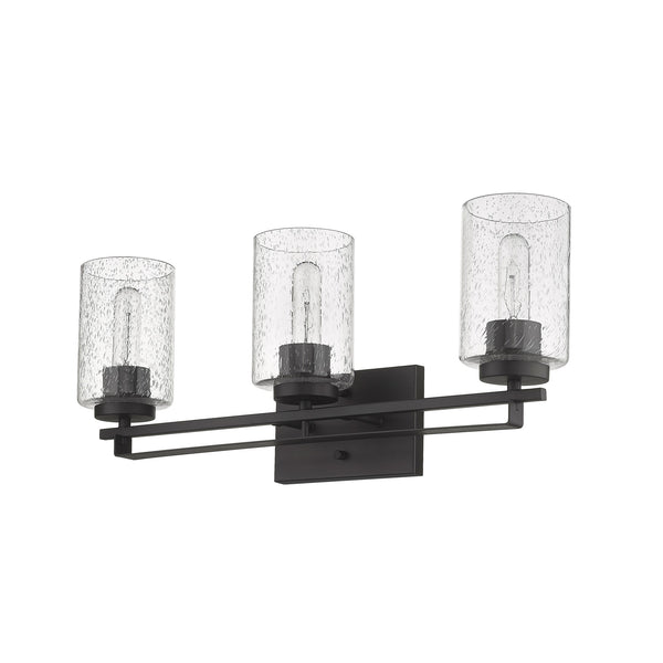 Homeroots Bronze Metal And Textured Glass Three Light Wall Sconce   398692