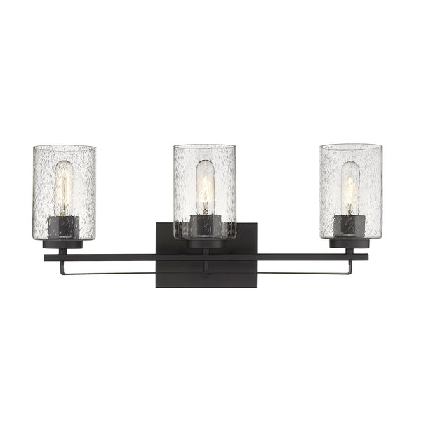 Homeroots Bronze Metal And Textured Glass Three Light Wall Sconce   398692