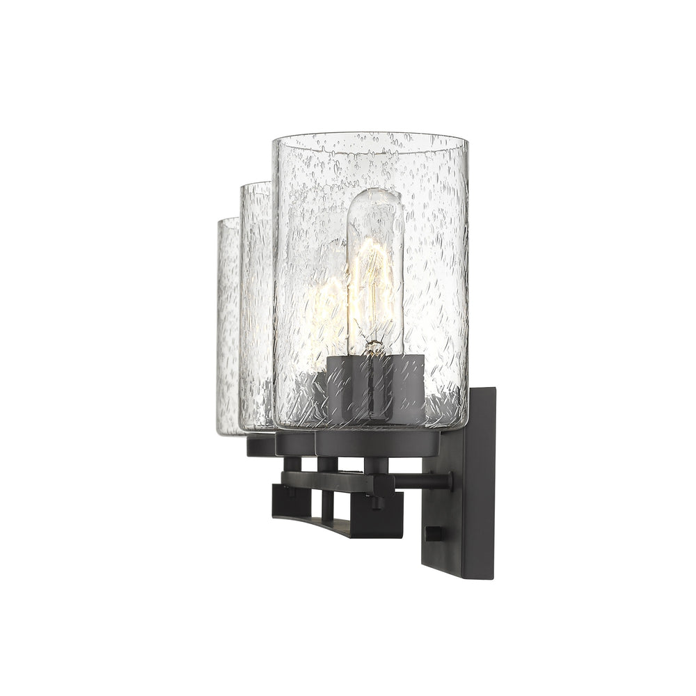 Homeroots Bronze Metal And Textured Glass Three Light Wall Sconce   398692