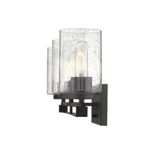 Homeroots Bronze Metal And Textured Glass Three Light Wall Sconce   398692
