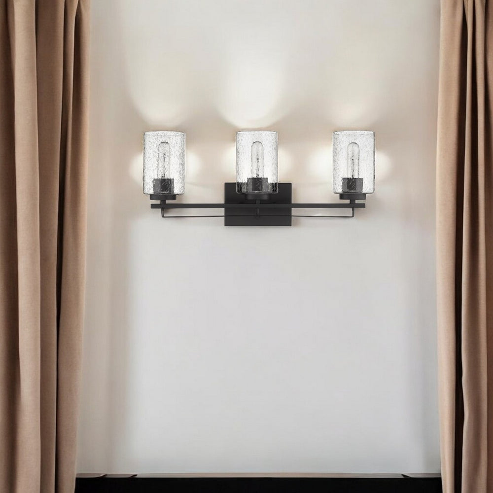 HomeRoots Bronze Three-Light Wall Sconce with Textured Glass Shades - Stylish Lighting for Modern Spaces 398692