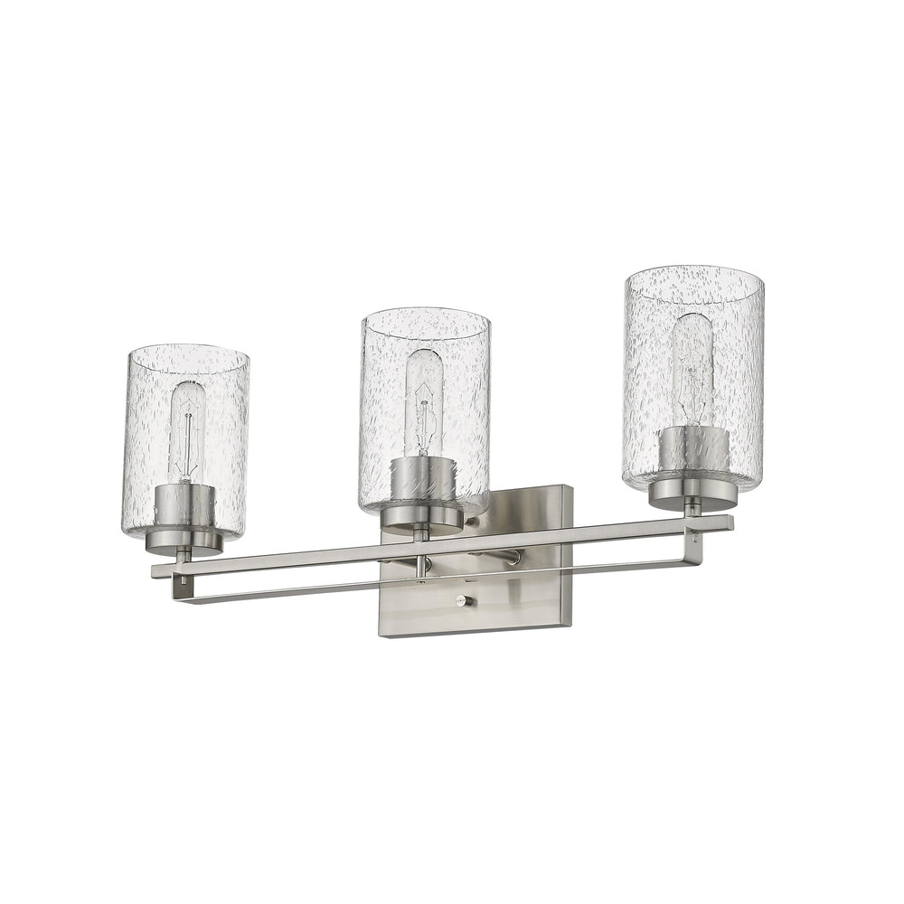 Homeroots Silver Metal And Textured Glass Three Light Wall Sconce   398693