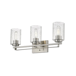Homeroots Silver Metal And Textured Glass Three Light Wall Sconce   398693