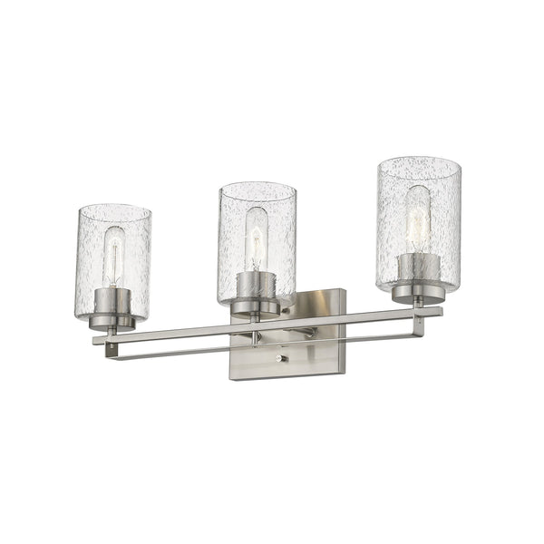 Homeroots Silver Metal And Textured Glass Three Light Wall Sconce   398693
