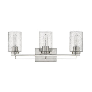 Homeroots Silver Metal And Textured Glass Three Light Wall Sconce   398693