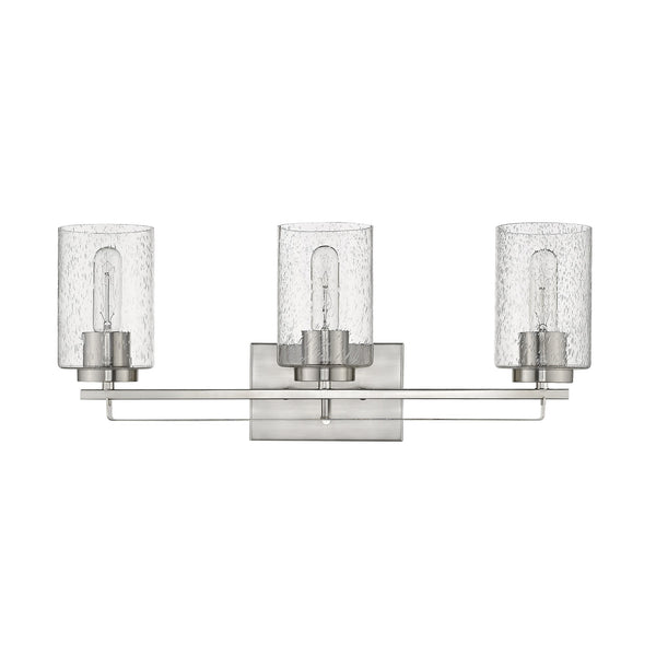 Homeroots Silver Metal And Textured Glass Three Light Wall Sconce   398693