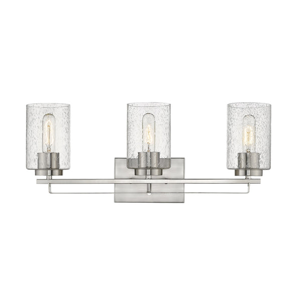 Homeroots Silver Metal And Textured Glass Three Light Wall Sconce   398693