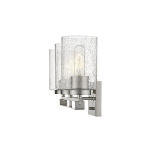 Homeroots Silver Metal And Textured Glass Three Light Wall Sconce   398693