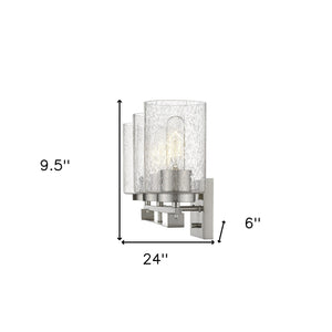 Homeroots Silver Metal And Textured Glass Three Light Wall Sconce   398693