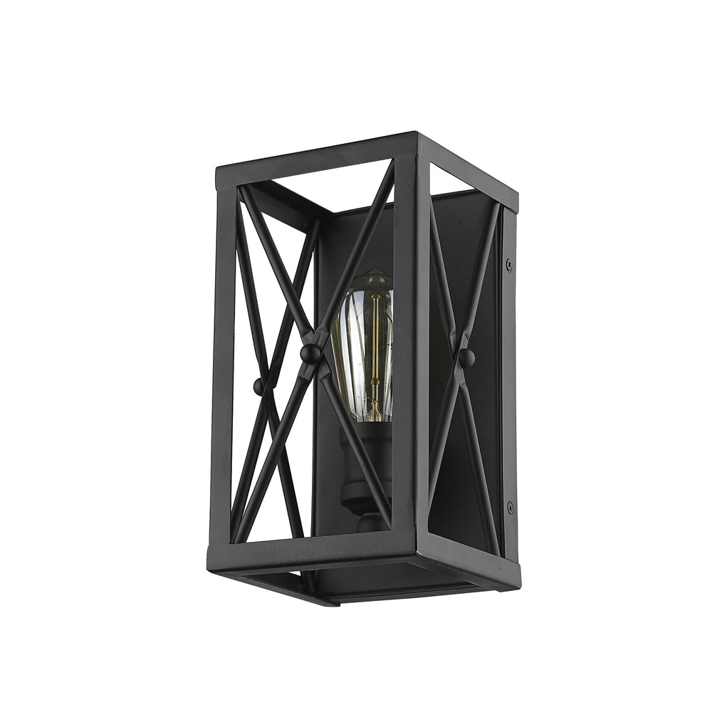 Homeroots Matte Black Metal Geometric Wall Light  Metal 398697