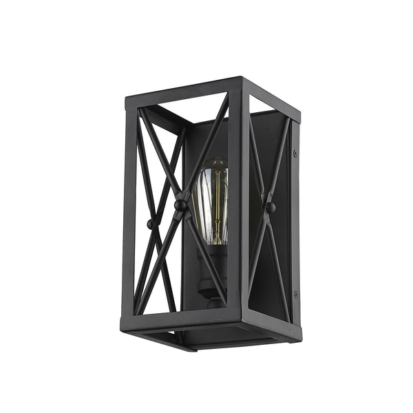 Homeroots Matte Black Metal Geometric Wall Light  Metal 398697