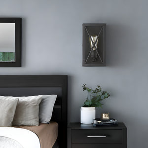 Homeroots Matte Black Metal Geometric Wall Light  Metal 398697