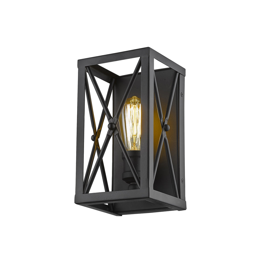 Homeroots Matte Black Metal Geometric Wall Light  Metal 398697