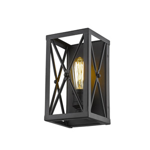 Homeroots Matte Black Metal Geometric Wall Light  Metal 398697