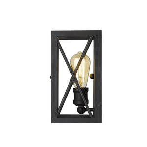Homeroots Matte Black Metal Geometric Wall Light  Metal 398697