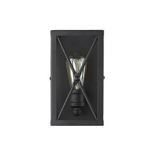 Homeroots Matte Black Metal Geometric Wall Light  Metal 398697