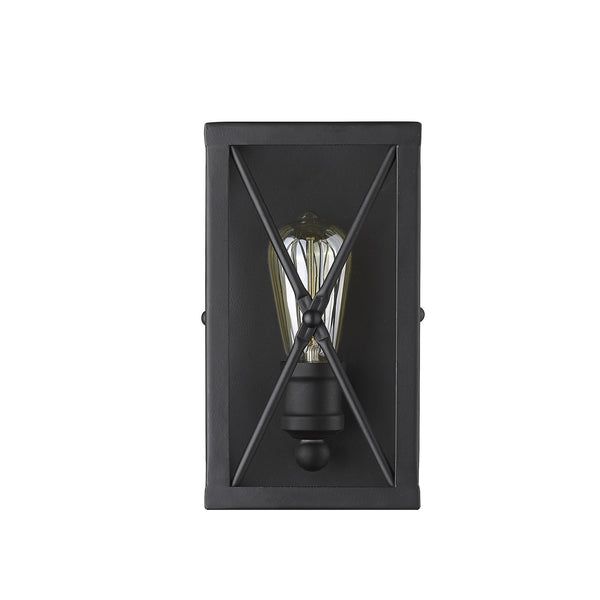 Homeroots Matte Black Metal Geometric Wall Light  Metal 398697