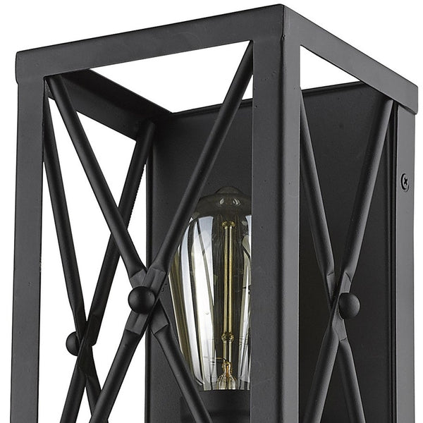 Homeroots Matte Black Metal Geometric Wall Light  Metal 398697