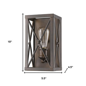 Homeroots Antique Bronze Metal Geometric Wall Light  Metal 398698