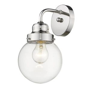 Homeroots One Light Silver Wall Sconce With Round Glass Shade   398699