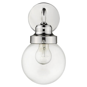 Homeroots One Light Silver Wall Sconce With Round Glass Shade   398699