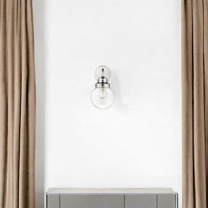 HomeRoots One Light Silver Wall Sconce - Elegant Round Glass Shade for Modern & Classic Home Decor Lighting 398699