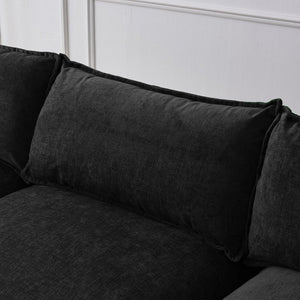 English Elm 105" L-shaped Chenille Sectional with Ottoman Pocket Spring Living Room Sofa Black W1097S00229