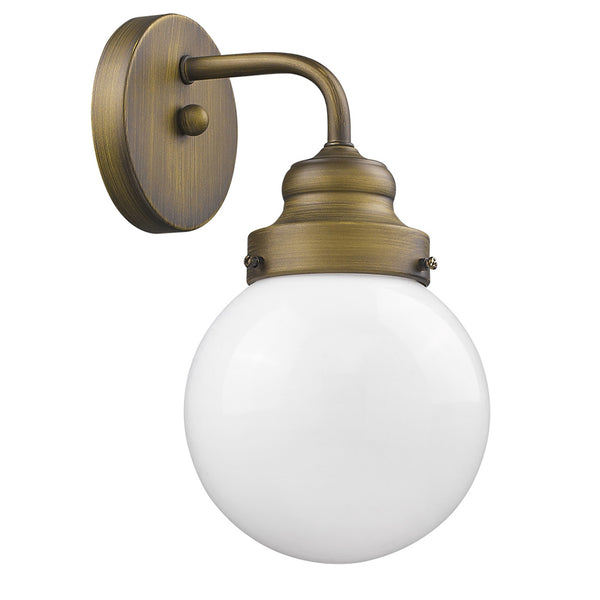 Homeroots One Light Gold Wall Sconce With Round Glass Shade   398700