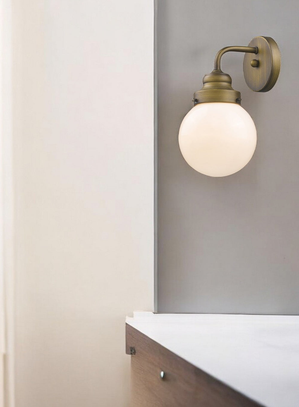 HomeRoots One Light Gold Wall Sconce with Elegant Round Glass Shade for Modern & Classic Décor Styles 398700