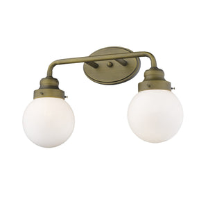 Homeroots Two Light Gold Wall Sconce With Round Glass Shade   398702