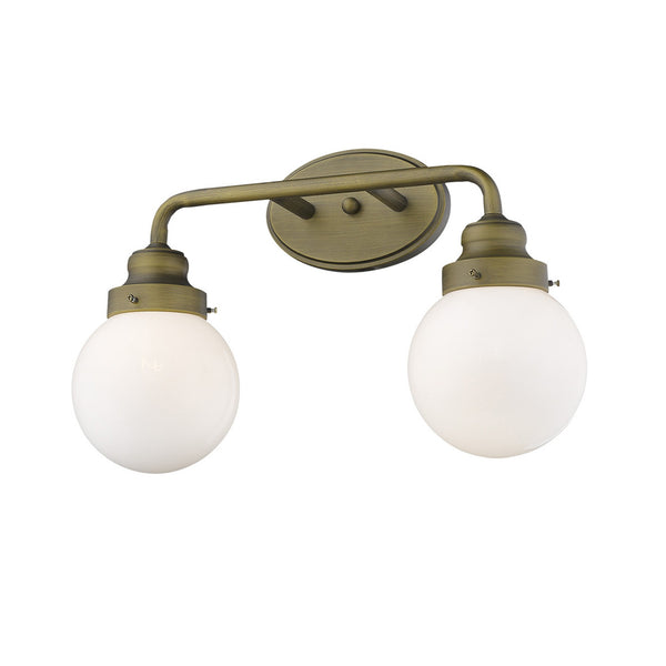 Homeroots Two Light Gold Wall Sconce With Round Glass Shade   398702