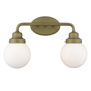 Homeroots Two Light Gold Wall Sconce With Round Glass Shade   398702