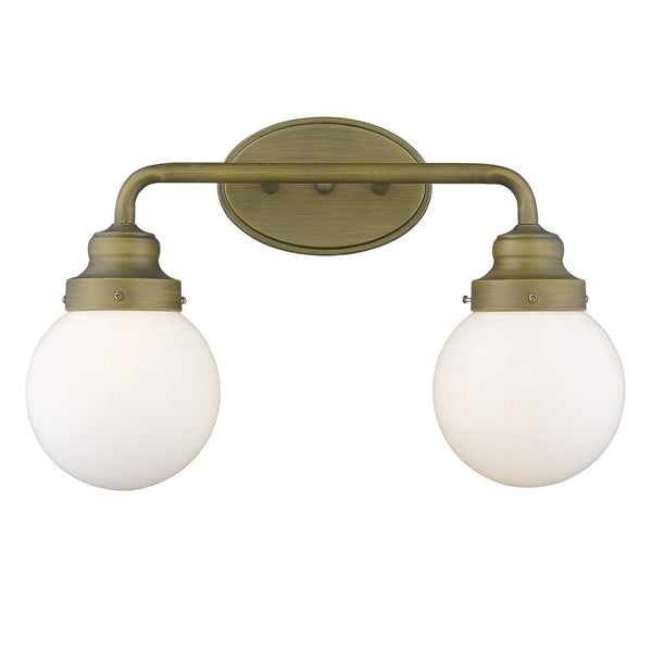 Homeroots Two Light Gold Wall Sconce With Round Glass Shade   398702