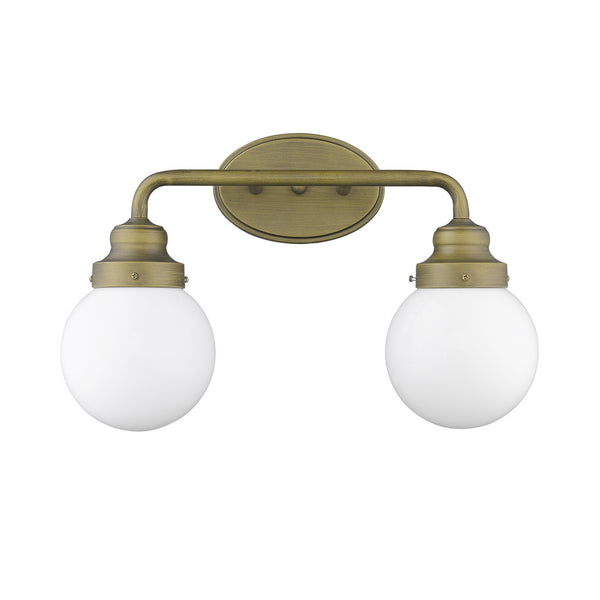 Homeroots Two Light Gold Wall Sconce With Round Glass Shade   398702