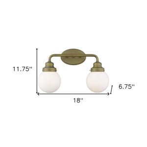 Homeroots Two Light Gold Wall Sconce With Round Glass Shade   398702