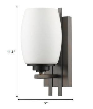 Homeroots Geometric Bronze Wall Sconce With Frosted Glass Shade   398707