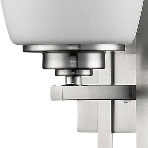 Homeroots Geometric Silver Wall Sconce With Frosted Glass Shade   398708