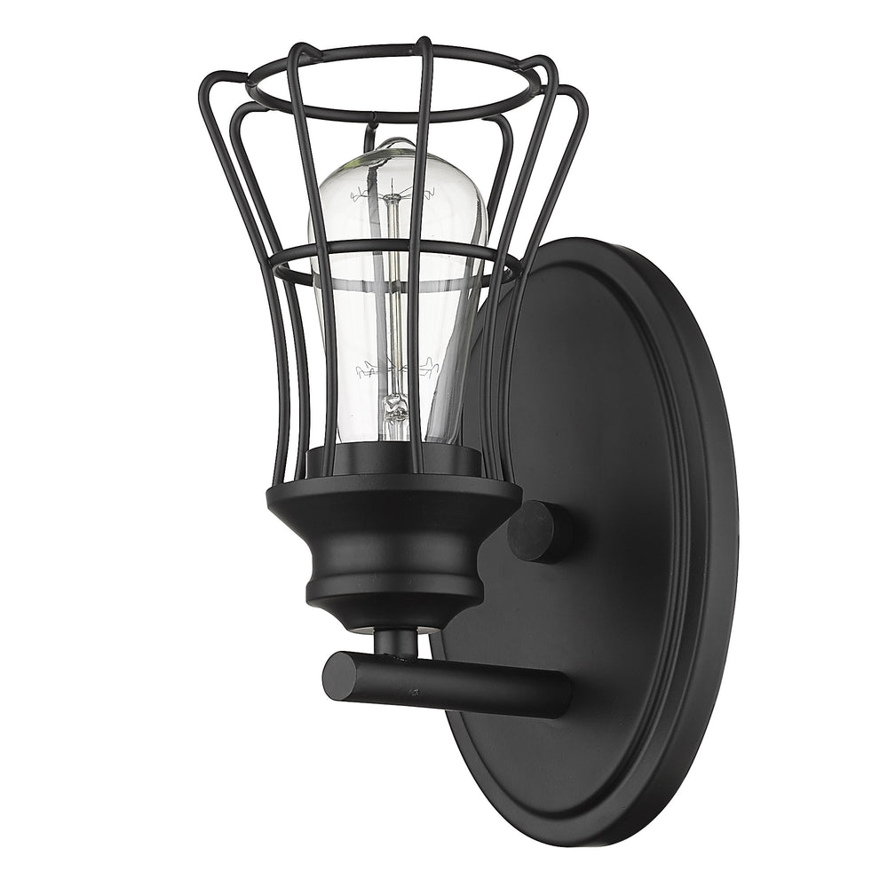Homeroots One Light Matte Black Cage Wall Sconce   398712