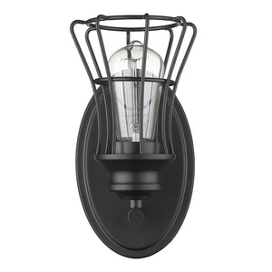 HomeRoots One Light Matte Black Cage Wall Sconce - Vintage-Industrial Design for Modern Ambient Lighting 398712