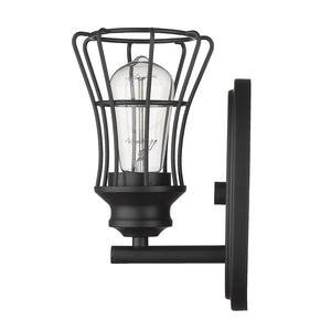 HomeRoots One Light Matte Black Cage Wall Sconce - Vintage-Industrial Design for Modern Ambient Lighting 398712
