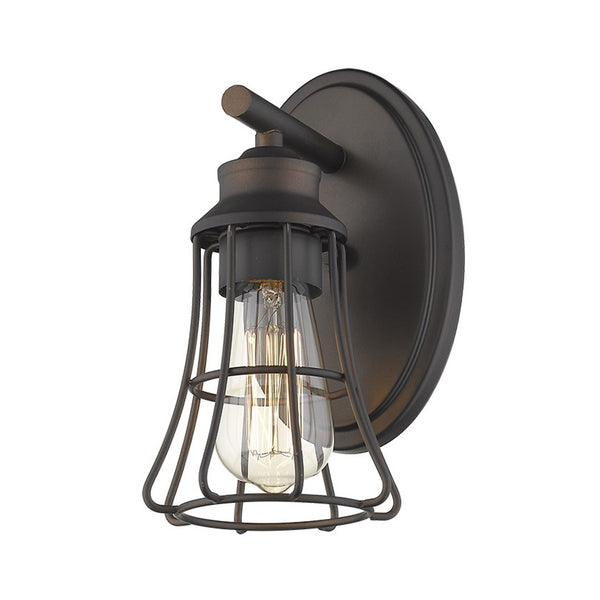 HomeRoots One Light Bronze Cage Wall Sconce - Vintage-Industrial Design for Stylish Home Illumination 398713
