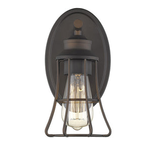 HomeRoots One Light Bronze Cage Wall Sconce - Vintage-Industrial Design for Stylish Home Illumination 398713
