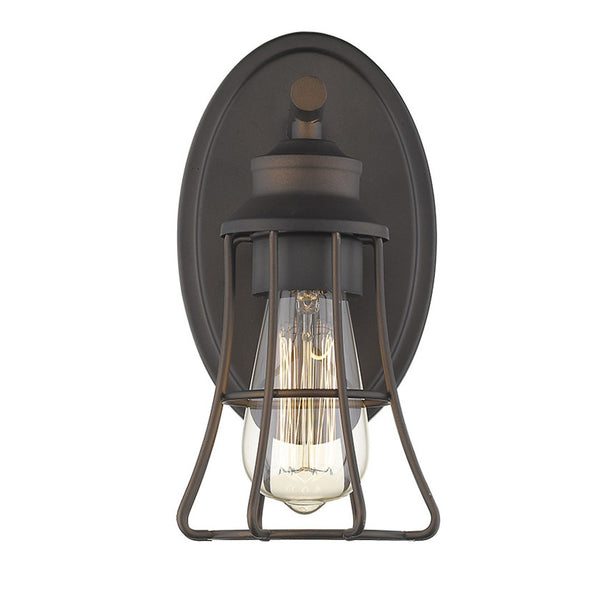 HomeRoots One Light Bronze Cage Wall Sconce - Vintage-Industrial Design for Stylish Home Illumination 398713