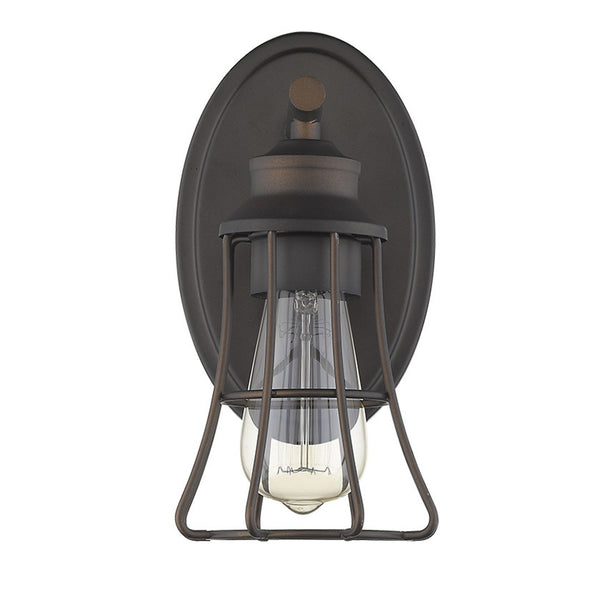 HomeRoots One Light Bronze Cage Wall Sconce - Vintage-Industrial Design for Stylish Home Illumination 398713