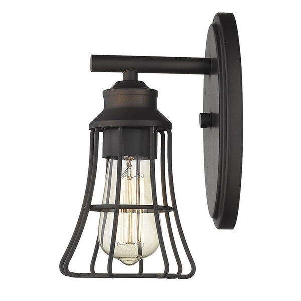 HomeRoots One Light Bronze Cage Wall Sconce - Vintage-Industrial Design for Stylish Home Illumination 398713