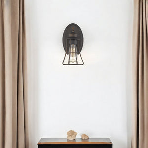 HomeRoots One Light Bronze Cage Wall Sconce - Vintage-Industrial Design for Stylish Home Illumination 398713