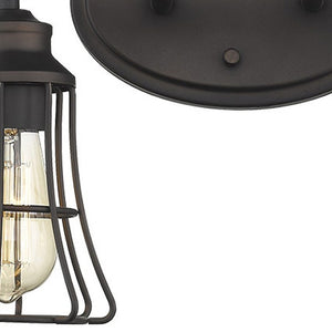 HomeRoots Two Light Bronze Cage Wall Sconce - Vintage-Industrial Design for Hallways, Entryways & Vanities 398715